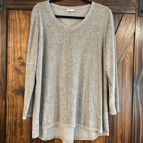 Pure Jill Grey Pima Cotton Long Sleeve Knit Top Women’s Large - Picture 2 of 14
